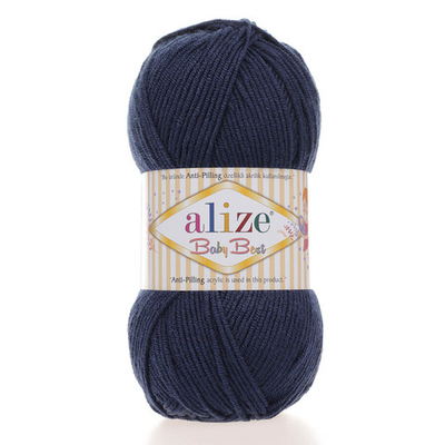 Пряжа Alize (Ализе) Baby Best / уп.5 мот. по 100 г, 240м, 058 темно-синий A