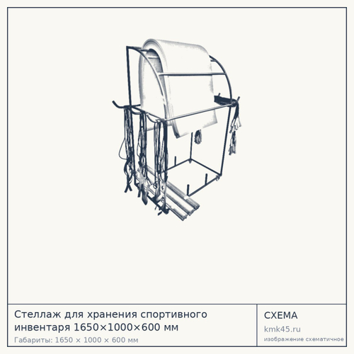 Стеллаж для хранения спортивного инвентаря 1650×1000×600 мм — от 12 000 ₽