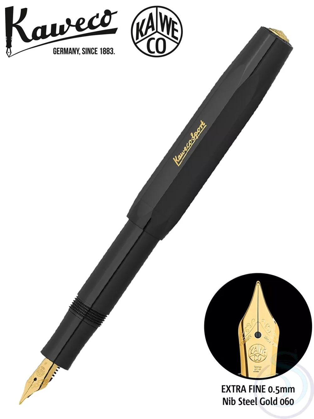 Перьевая ручка Kaweco CLASSIC SPORT Black EF (10000044) 0.5мм, черный корпус