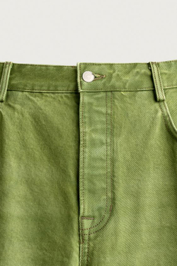 ZARA ДЖИНСЫ STRAIGHT FIT С ЭФФЕКТОМ ПОТЕРТОСТИ, ЗЕЛЕНЫЙ