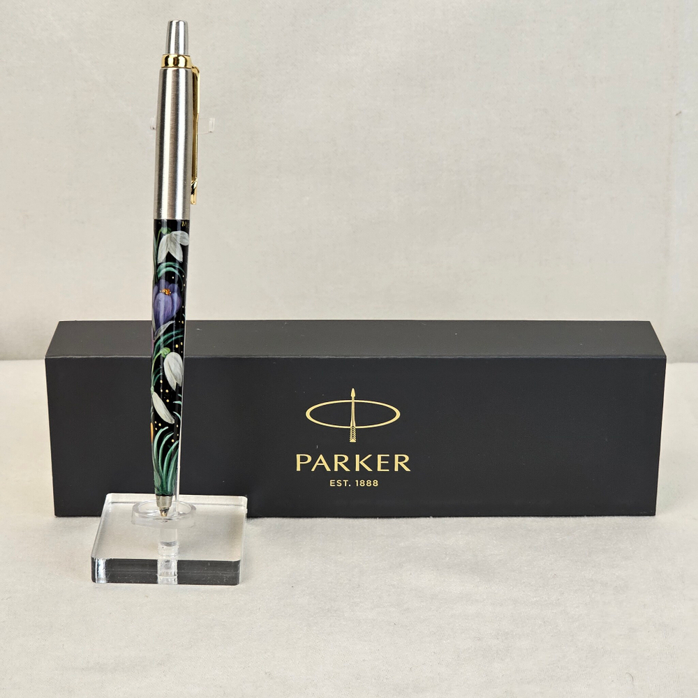 Коллекционная ручка Parker "Крокусы" с ручной росписью Палех в коробке