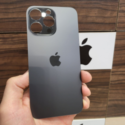 Крышка для iPhone 14 Pro Max - задняя стеклянная панель "премиум качество" (чёрного цвета)