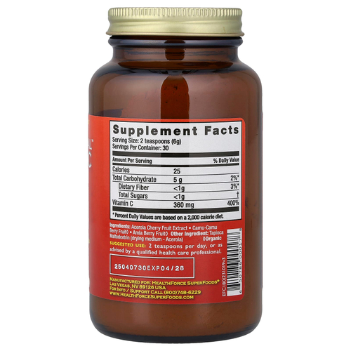 HealthForce Superfoods, Truly Natural™, витамин C, 180 г (6,35 унции)