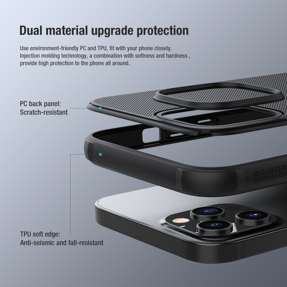 Двухкомпонентный чехол от Nillkin для iPhone 13 Pro Max, серия Super Frosted Shield Pro, черный