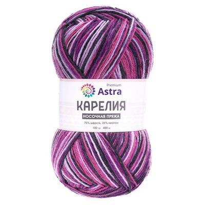 Пряжа Astra Premium (Астра Премиум) Карелия носочная (Karelia sock) / уп.2 мот. по 100 г, 400 м, 1007
