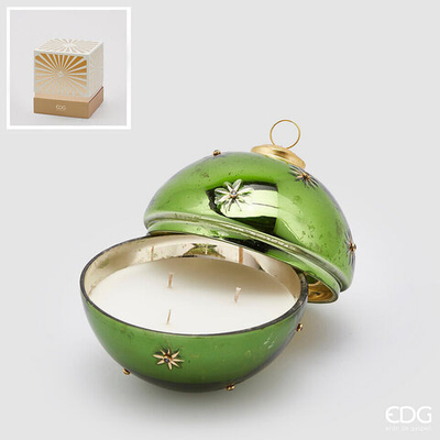 Свеча в стеклянном шаре GREEN C/VETRO SFERA STELLE D8 см