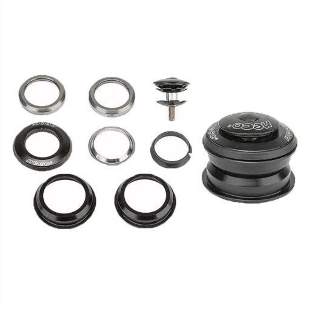 Рулевая колонка NECO, 1-1/8", б/резьбовая, п/интегрированная,  ZS 44/28.6  ZS 55/39,8, подшип. 5/32"x22- 2шт, высота  10,4мм, черн.