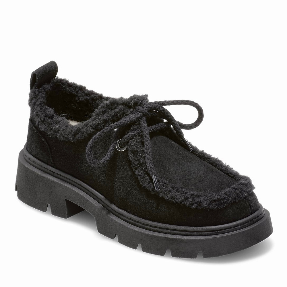 Замшевые полуботинки INUIKII Mocabee curly black на меху