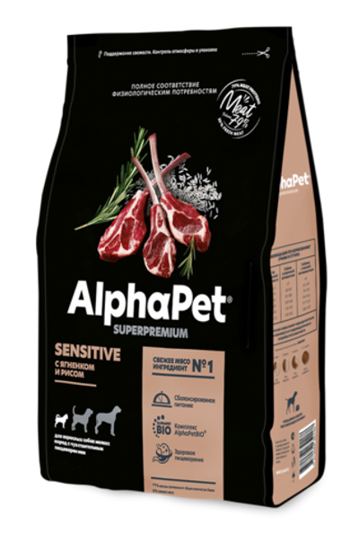 AlphaPet Superpremium Mini Adult Ягненок с рисом 1,5кг.