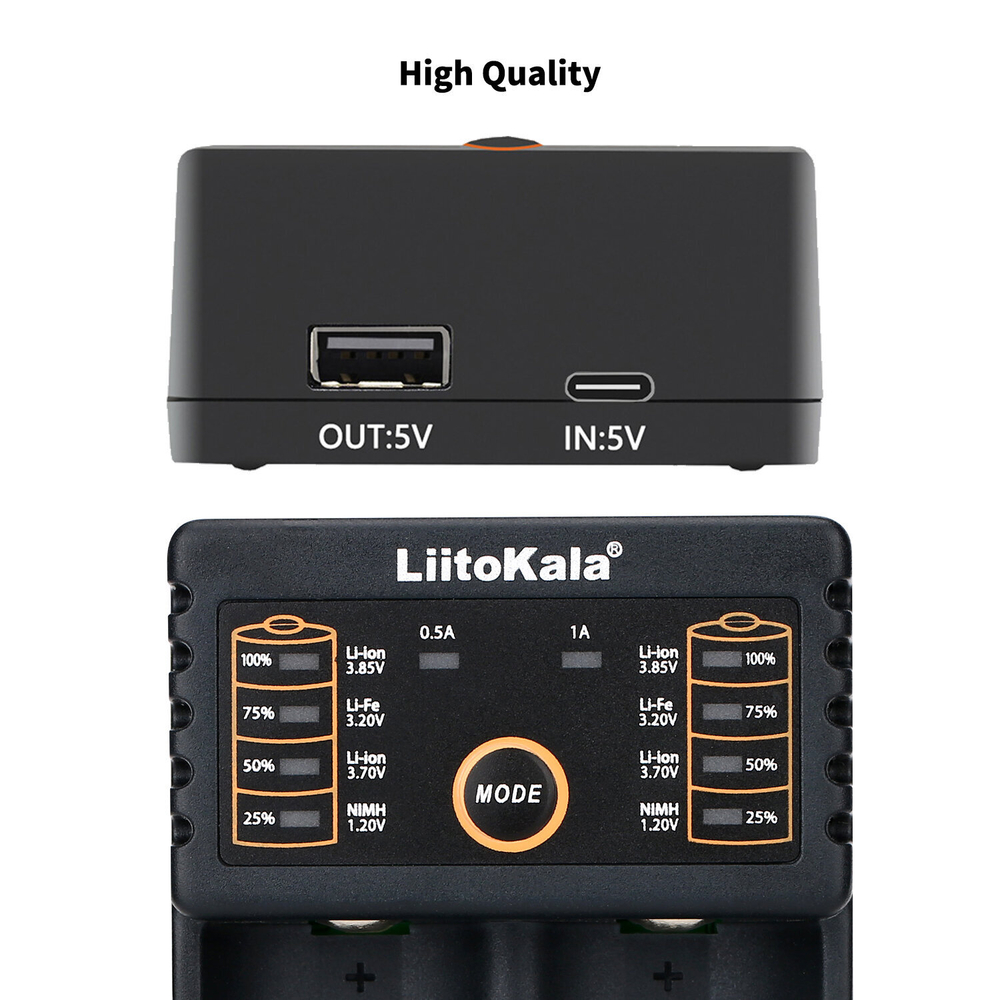 Зарядное устройство LiitoKala Lii-202 18650 Экспорт USB Li-ion / IMR: 18650, 18490, 18350, 17670, 17500, 16340(RCR123)