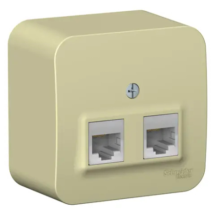 BLANCA О/У РОЗЕТКА двойная компьютерная RJ45, кат.5E, ИЗОЛ.ПЛ., БЕЖЕВЫЙ