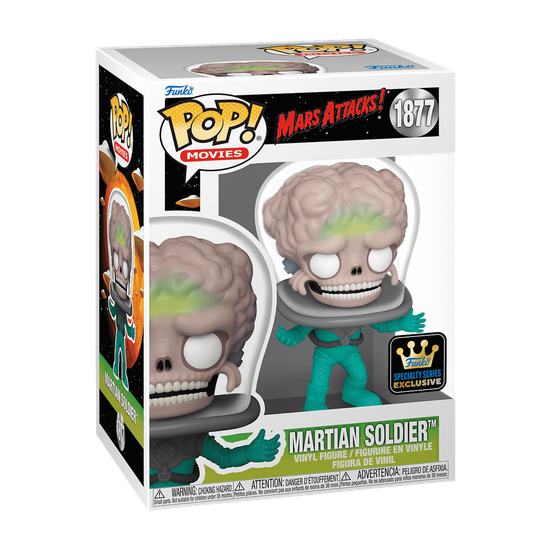 Funko POP! Movies Mars Attacks Martian Soldier w/(GW) Chase SS — упаковка