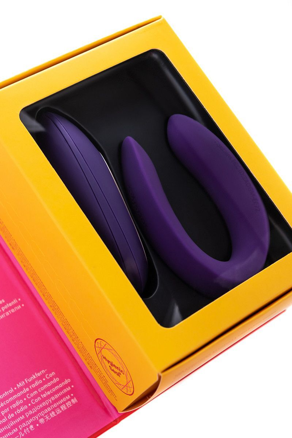 Фиолетовый вибратор для пар Satisfyer Double Plus Remote с пультом ДУ (Цвет: фиолетовый)