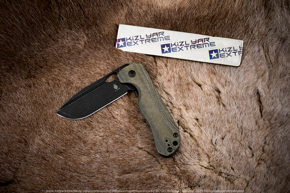 Складной нож Kizer Bugai сталь CPM 3V BlackWash рукоять Микарта