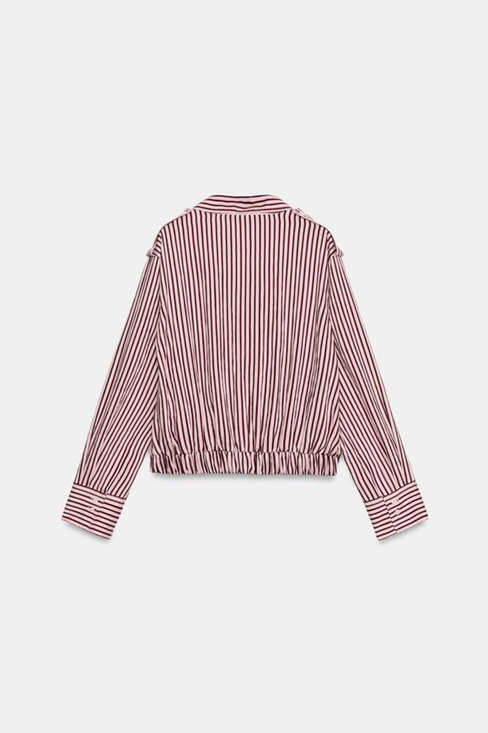 ZARA ПОЛОСАТАЯ РУБАШКА-БОМБЕР — ZW COLLECTION, РОЗОВЫЙ