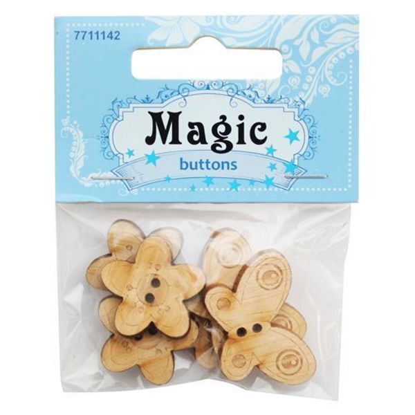 Украшения декоративные: пуговицы Бабочки, 6 шт, Magic Buttons BBL006-MX-P2