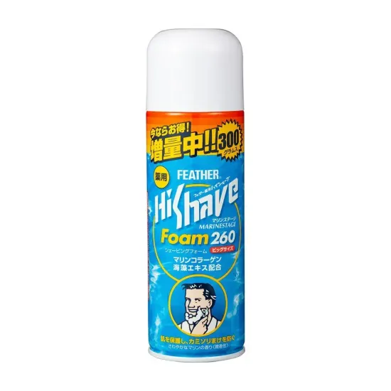 Пена для бритья Feather "HiShave", с морским коллагеном и экстрактом водорослей, 260гр