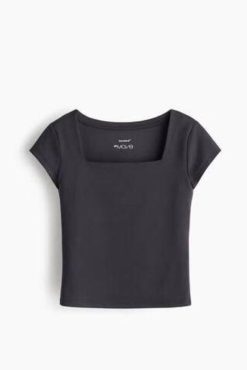 H&M Спортивный топ с квадратным вырезом DryMove™, черный