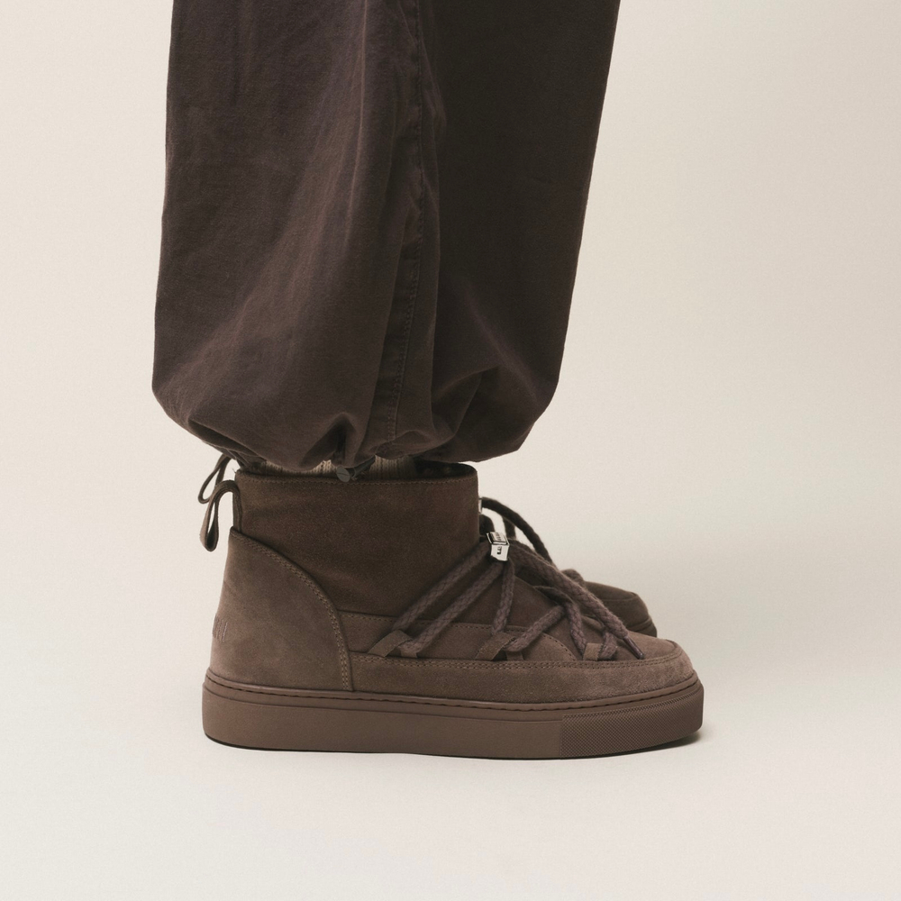 Замшевые полусапоги INUIKII Sneaker Classic Low Taupe на меху