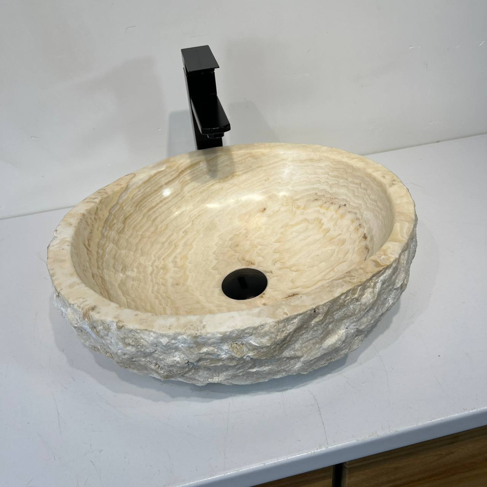 Раковина из оникса Erozy White EO-67038 47x40x15 из натурального камня