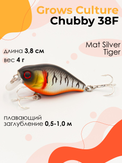 Воблер Крэнк Chubby 38F 38 мм 4 г цвет 20 Mat Silver Tiger