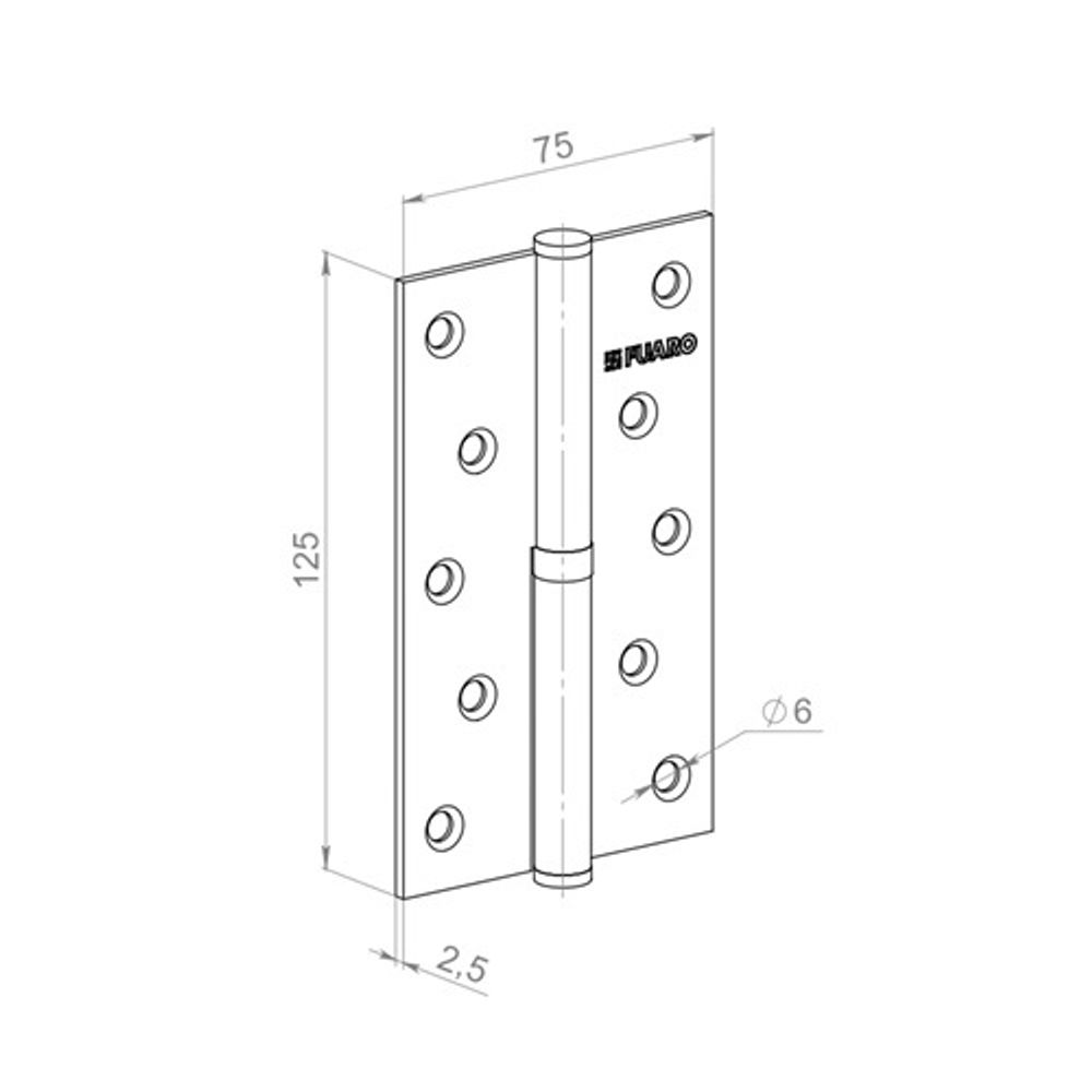 Петля дверная съемная FUARO 413/BL 125х75х2,5 WH R белый правая /61281/ (1шт)