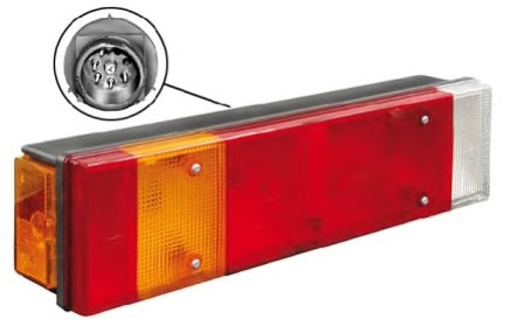 Фонарь задний UNIVERSAL, MAN, IVECO 0030 12-24В с AMP разьемом Левый LED