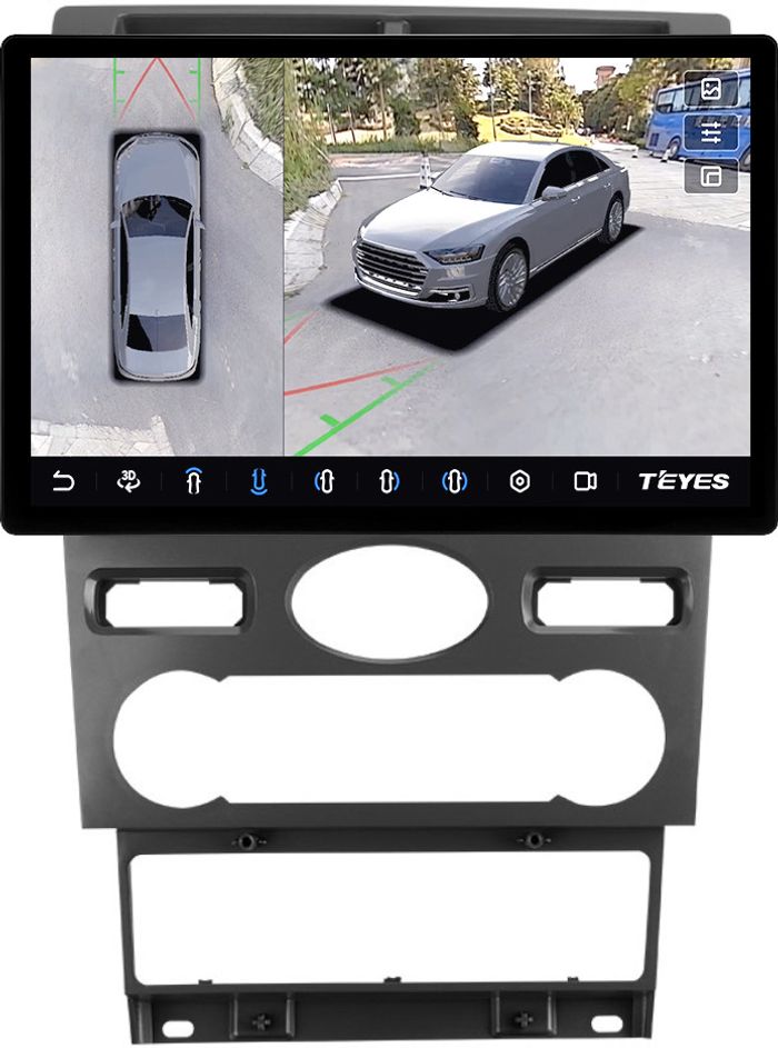 Магнитола для Ford Mondeo 3 2000-2006 (климат) - Teyes CC3-2K-360 монитор 13" 2K QLED на Android 10, Быстрая, CarPlay, 4G SIM-слот, 4 камеры в комплекте