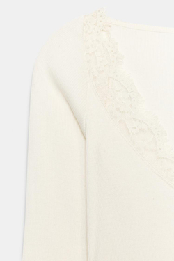ZARA КОМБИНИРОВАННАЯ ФУТБОЛКА В РУБЧИК, ЭКРЮ