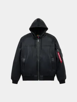 Куртка утепленная мужская ALPHA INDUSTRIES MA-1 HOODED RELAXED FIT FLIGHT JACKET (FAUX LTHR)