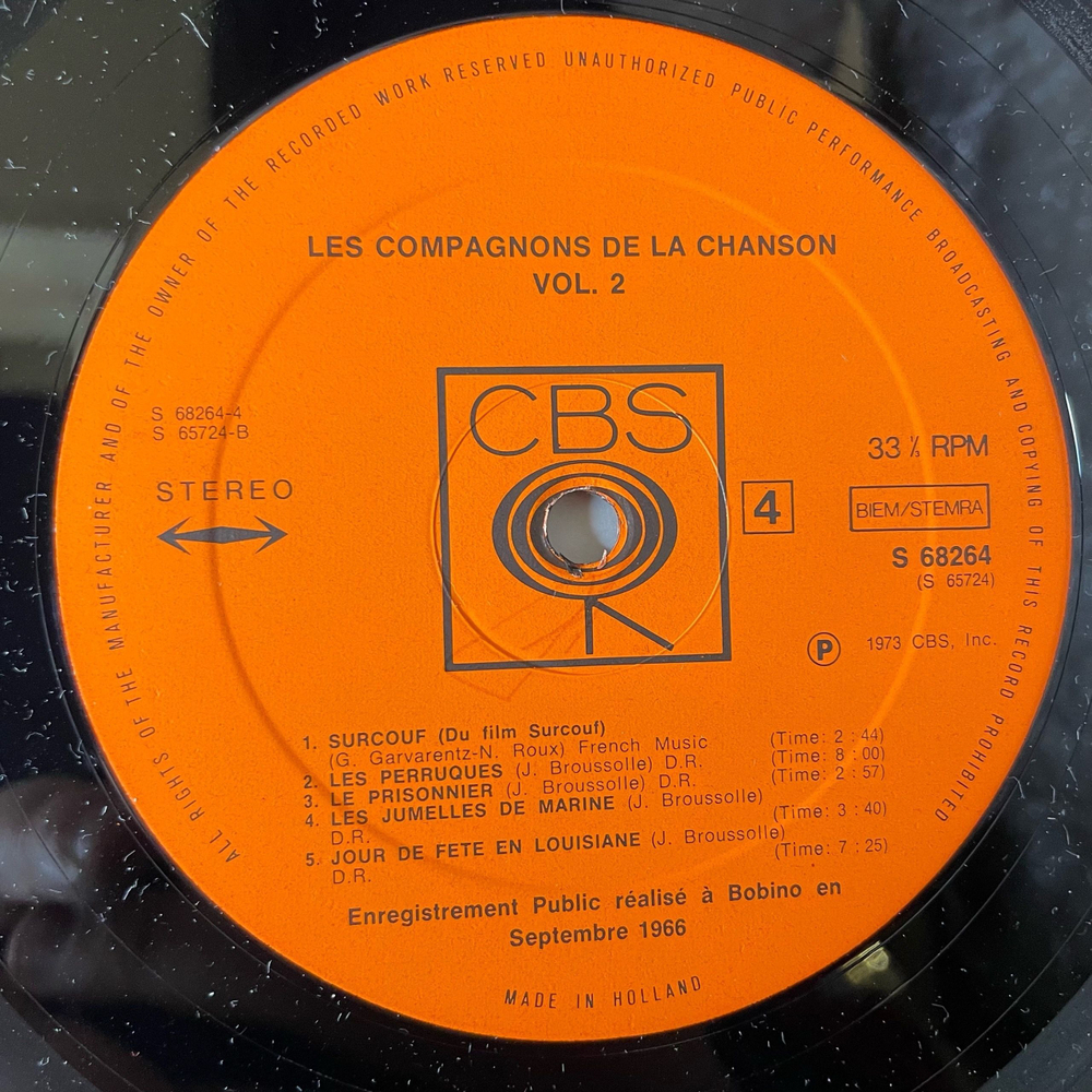 Винтажная виниловая пластинка LP Les Compagnons De La Chanson Vol.1 (Франция 1973)