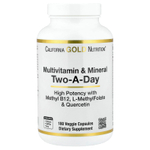 California Gold Nutrition, мультивитамины и минералы с метилом B12, витамином C, L-метилфолатом и биокверцетином, для приёма два раза в день, 180 растительных капсул