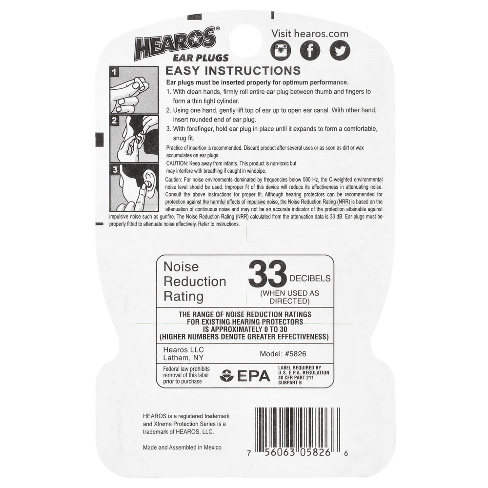Hearos, Беруши Xtreme Protection ™, синие, NRR 33, 14 пар