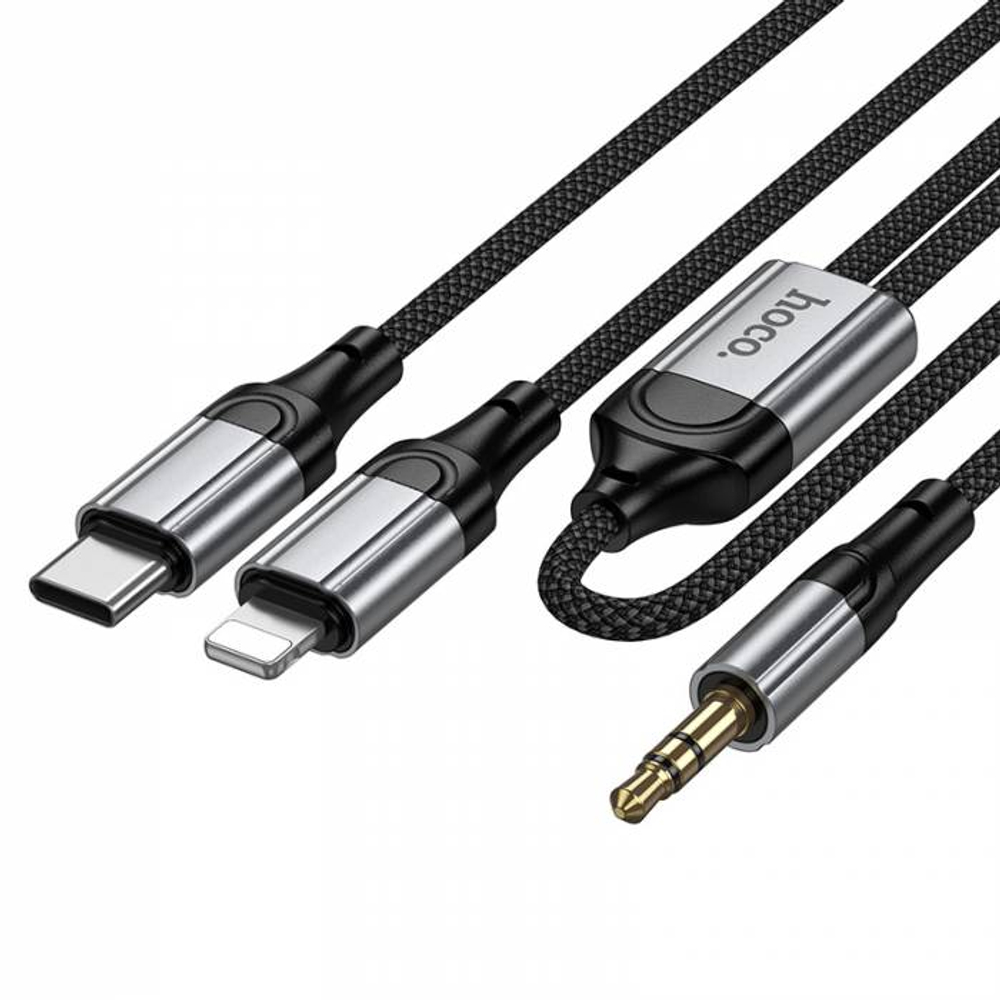 Аудио кабель AUX на Lightning/Type-C Hoco UPA26A (black)