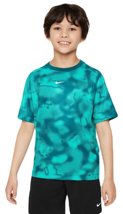 Футболка для мальчика теннисная Nike Dri-Fit Multi+ Printed Training Top - geode teal/white
