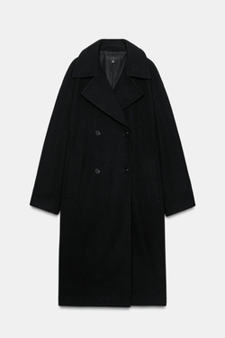 ZARA МЯГКОЕ ПАЛЬТО ОВЕРСАЙЗ, ЧЕРНЫЙ