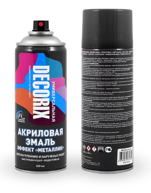 Эмаль аэроз. DECORIX акрил.  металлик черная 520мл  0103-39 DX