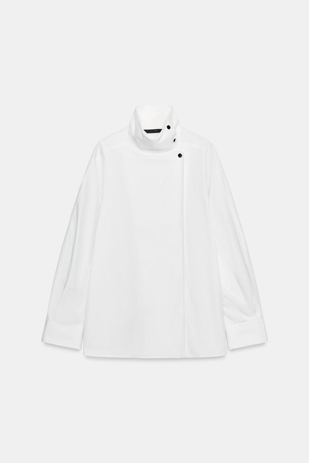 ZARA РУБАШКА ИЗ ПОПЛИНА С КНОПКАМИ, БЕЛЫЙ