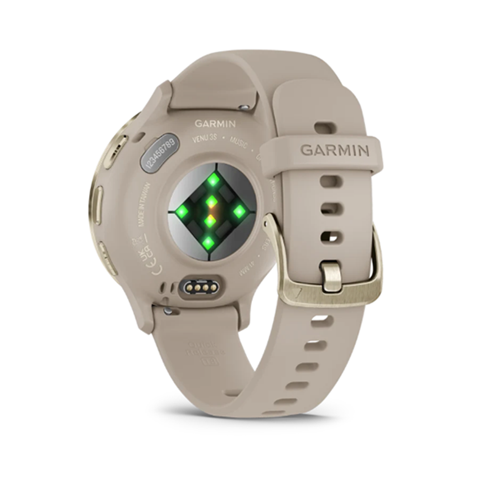 Умные часы Garmin Venu 3S 41 мм Безель из нержавеющей стали из мягкого золота, корпус французского серого цвета и силиконовый ремешок
