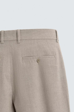 ZARA БРЮКИ ЧИНОС ИЗ КОМФОРТНОЙ РЕЛЬЕФНОЙ ТКАНИ, СВЕТЛЫЙ СЕРО-КОРИЧНЕВЫЙ