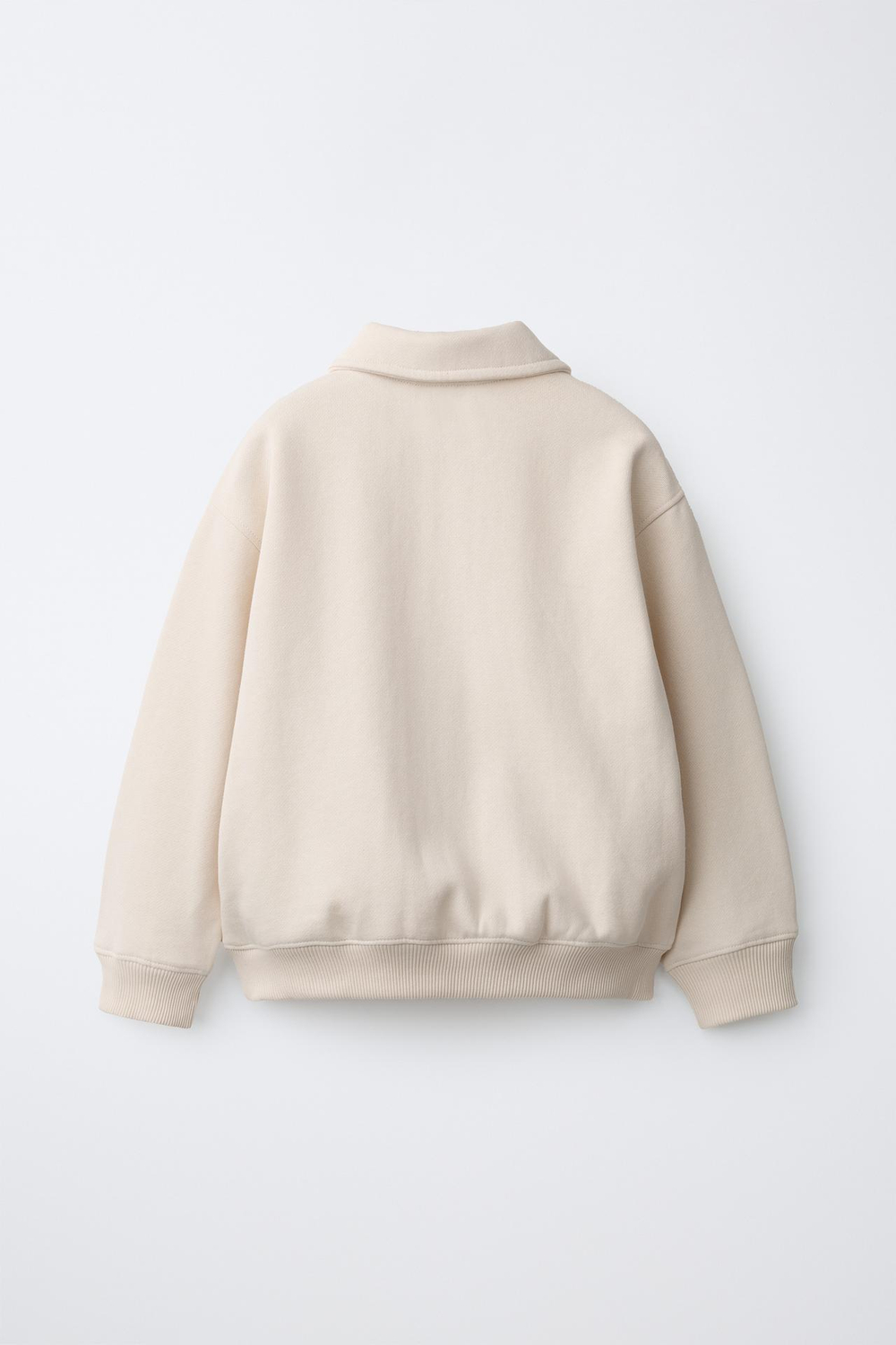 ZARA ТОЛСТОВКА С ВОРОТНИКОМ ПОЛО, СВЕТЛЫЙ ЭКРЮ