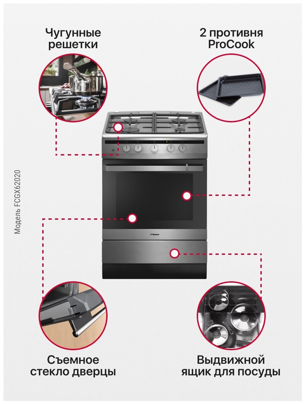 Газовая плита Hansa FCGX62020