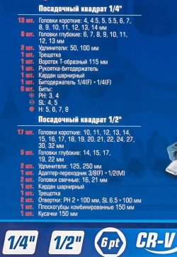 Набор инструментов 69пр.,1/4'',1/2'',(6гр.)(4-32мм) Forsage F-4603-5