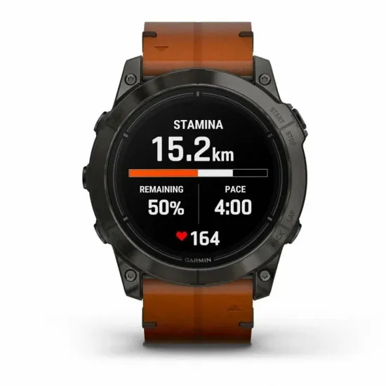 Смарт-часы GARMIN Epix PRO (Gen 2) Sapphire Edition 51 мм, титановый угольно-серый, DLC, коричневый кожаный ремешок