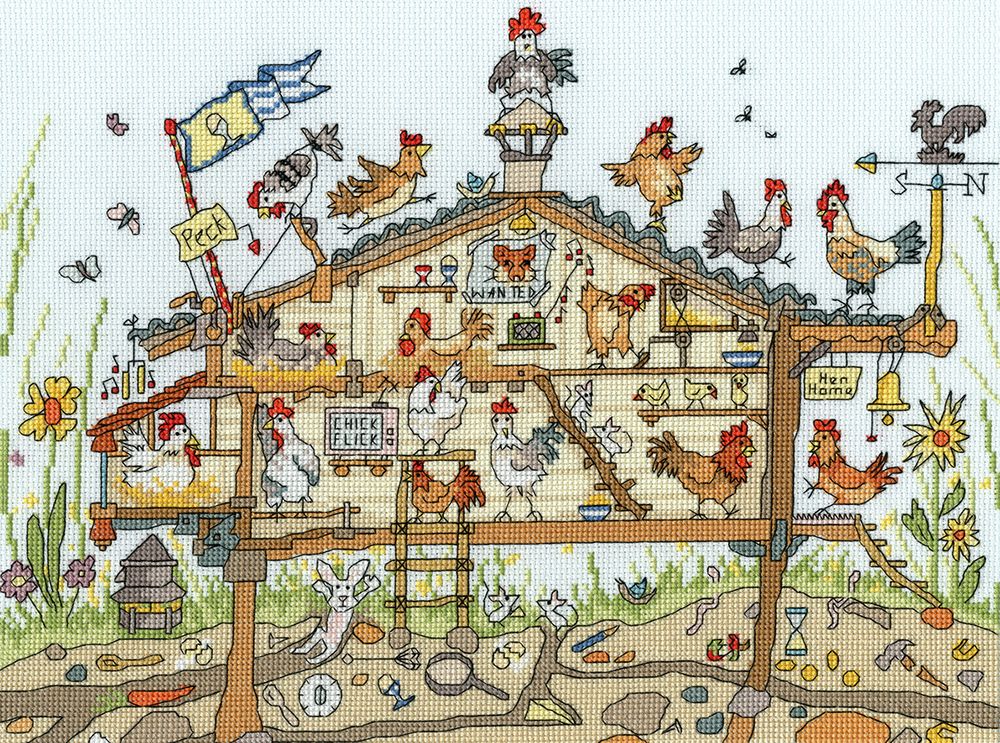 Набор для вышивания нитками Bothy Threads, Cut Thru' Hen Home, 35х26 см Набор для вышивания нитками Bothy Threads, Cut Thru' Hen Home, 35х26 см