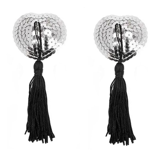 Серебристые пэстисы-сердечки с черными кисточками Bior Toys Notabu NTB-80593