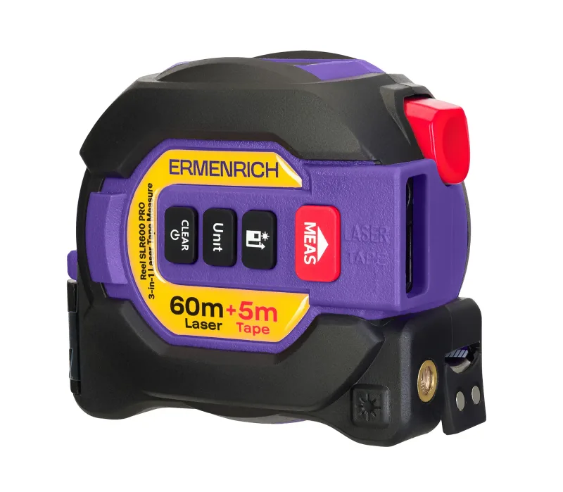 Рулетка с лазерным дальномером («3 в 1») Ermenrich Reel SLR600 PRO с лого на лицевой панели