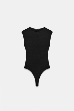 ZARA БОДИ С ВЫРЕЗОМ НА СПИНКЕ И КРУЖЕВОМ, ЧЕРНЫЙ