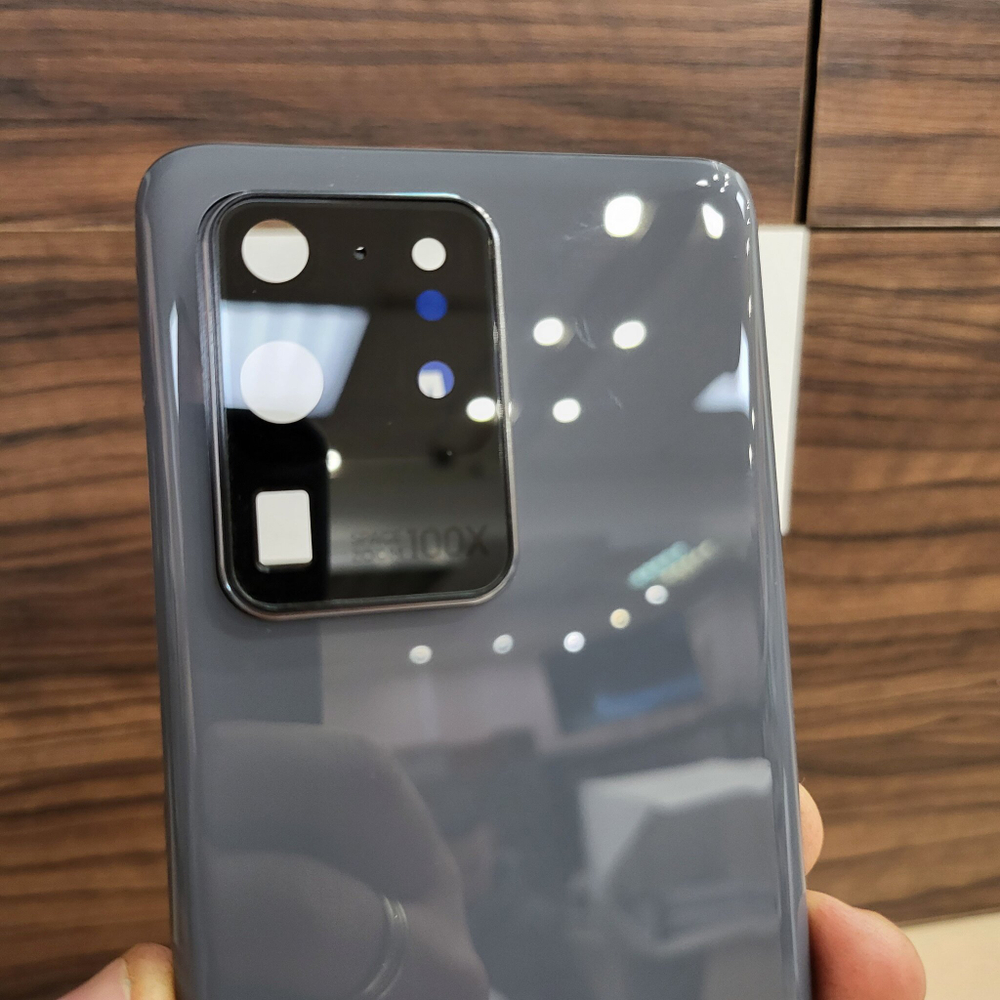 Крышка для Samsung S20 Ultra - задняя стеклянная панель "хорошее качество" (серого цвета)