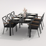 Обеденная группа Ideal Patio КАНА  ФЕСТА  каркас карбон, стол стекло 200, ткань черная